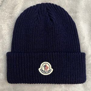 Moncler Beanie Navy Blue Classic Logo